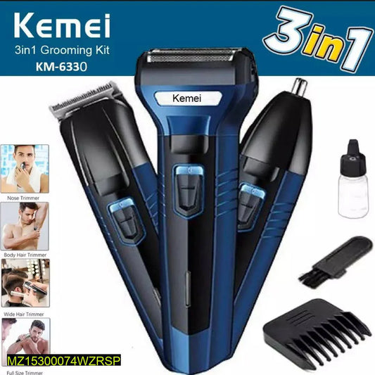Kemei KM-6330 3-in-1 Electric Shaver & Grooming Kit for Men