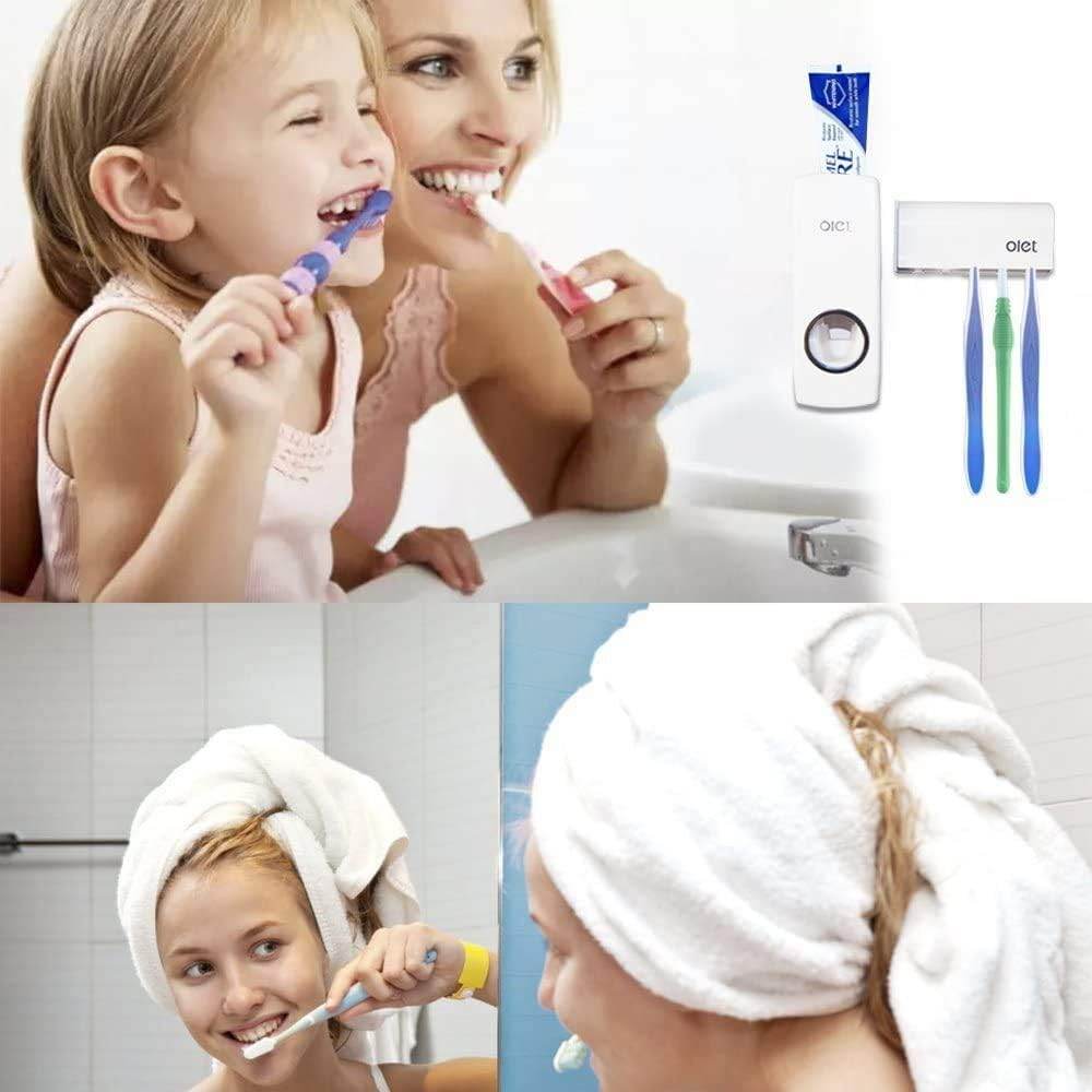 Toothpaste Dispenser and Toothbrush Holder Set