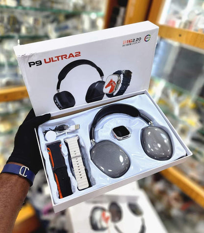 P9 Ultra 2 Smart Watch Combo With Headphone