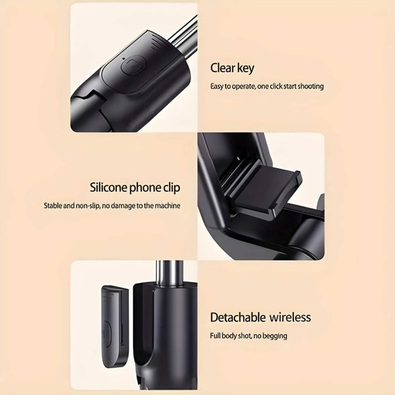 4 in 1 Stainless Steel Selfie Stick Tripod with Wireless Remote for Live Streaming & Video Recording