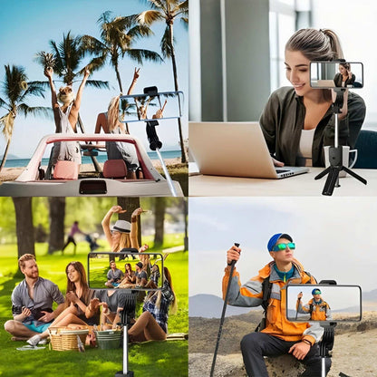 4 in 1 Stainless Steel Selfie Stick Tripod with Wireless Remote for Live Streaming & Video Recording