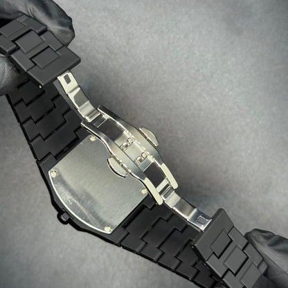 Black arabic aura watch with fiber material
