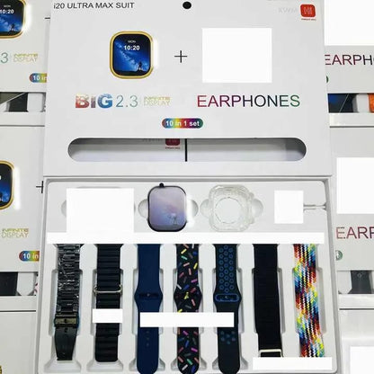 i20 Ultra Max  Smartwatch with TWS Earphone Wireless 7 Straps  Heart Rate Tracker Ultra 8 Smart Watch
